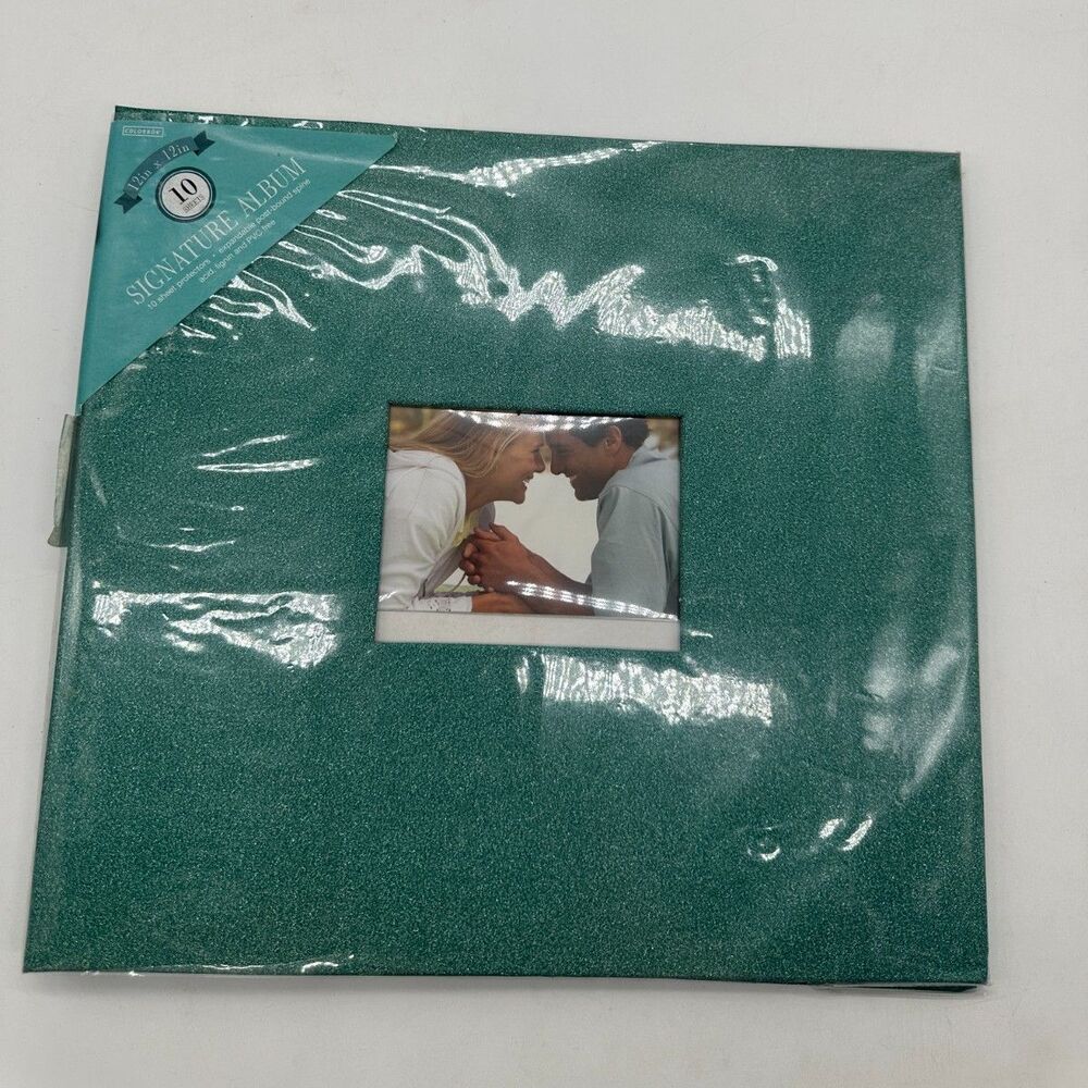 New Teal Aqua Glitter 12" x 12" Blank Colorbok Scrapbook Album 10 PAGES Teen